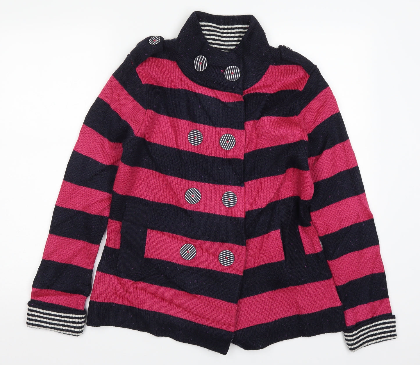 Marks and Spencer Womens Pink Striped  Jacket Coatigan Size M