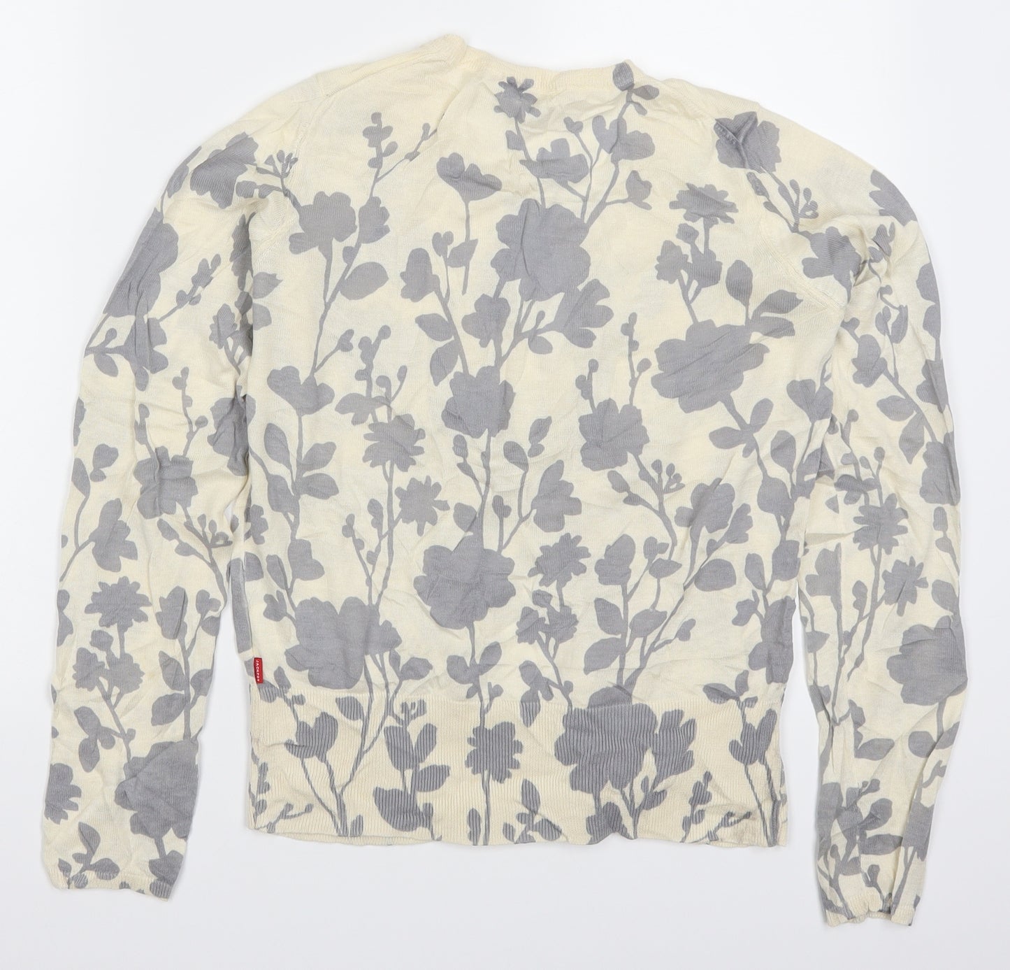 Jackpot Womens Grey Floral  Cardigan Jumper Size XS  - Cream