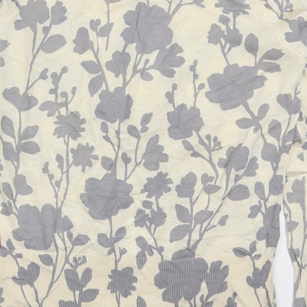 Jackpot Womens Grey Floral  Cardigan Jumper Size XS  - Cream