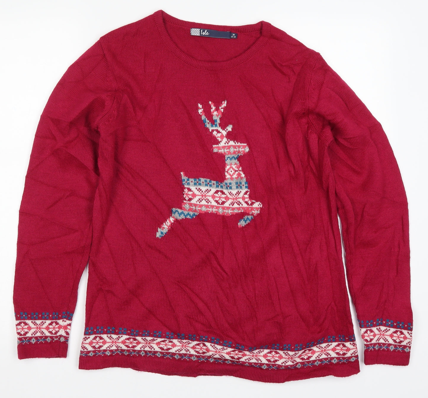 Isle Womens Pink   Pullover Jumper Size 14  - Deer