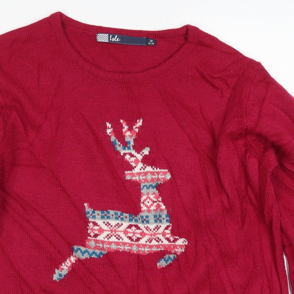 Isle Womens Pink   Pullover Jumper Size 14  - Deer