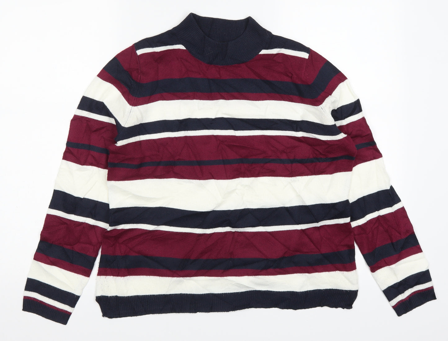 Papaya Womens Blue Striped  Pullover Jumper Size 14  - Burgundy