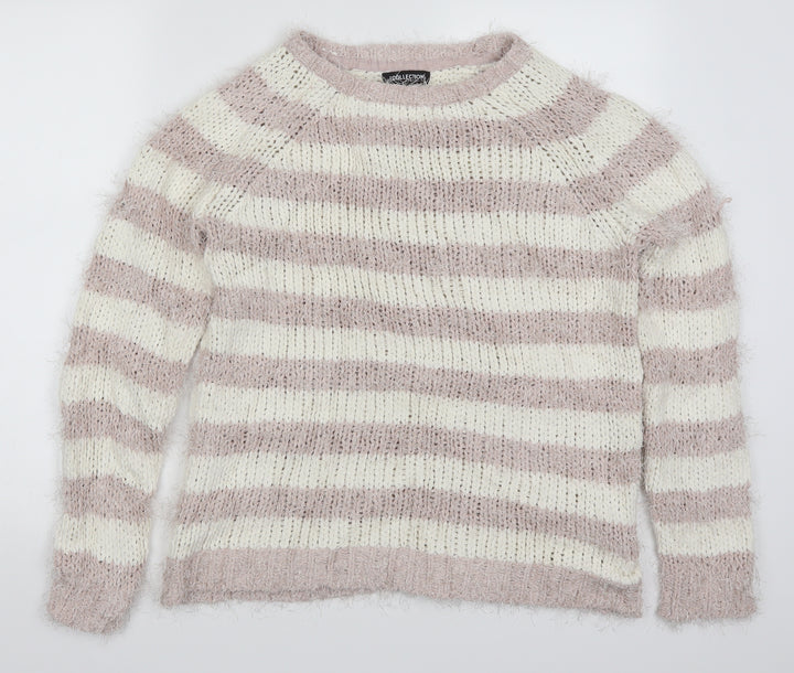 Debenhams Womens Pink Striped Pullover Jumper Size 14
