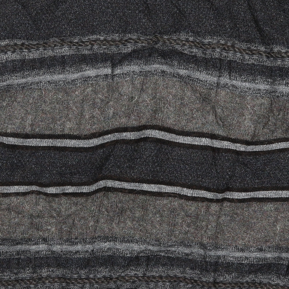 Tom Sayers Mens Grey Striped Knit Cardigan Jumper Size M