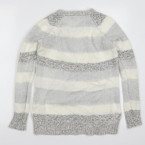 Red Herring Womens Grey Striped Knit Pullover Jumper Size 10