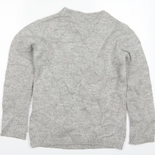 John Lewis Womens Grey Floral Knit Pullover Jumper Size 12  - Yellow Flowers