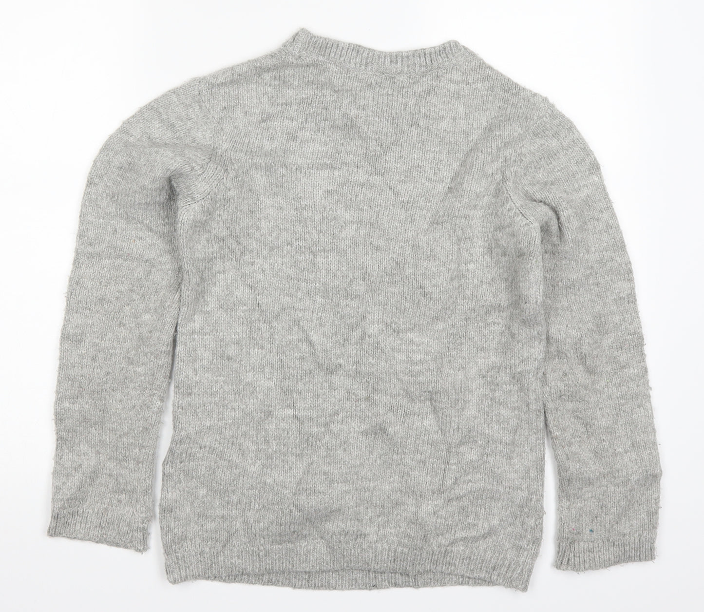 John Lewis Womens Grey Floral Knit Pullover Jumper Size 12  - Yellow Flowers