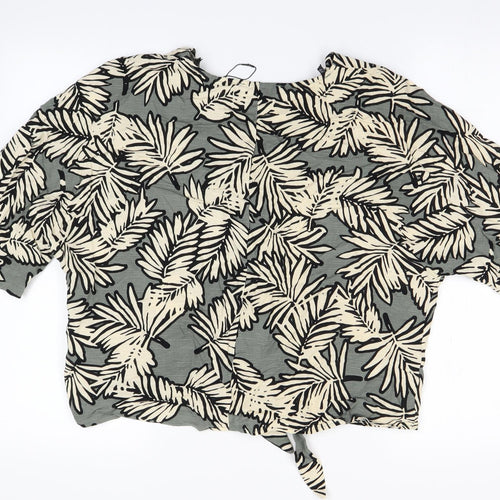 Primark Womens Green Floral  Cropped Blouse Size 14