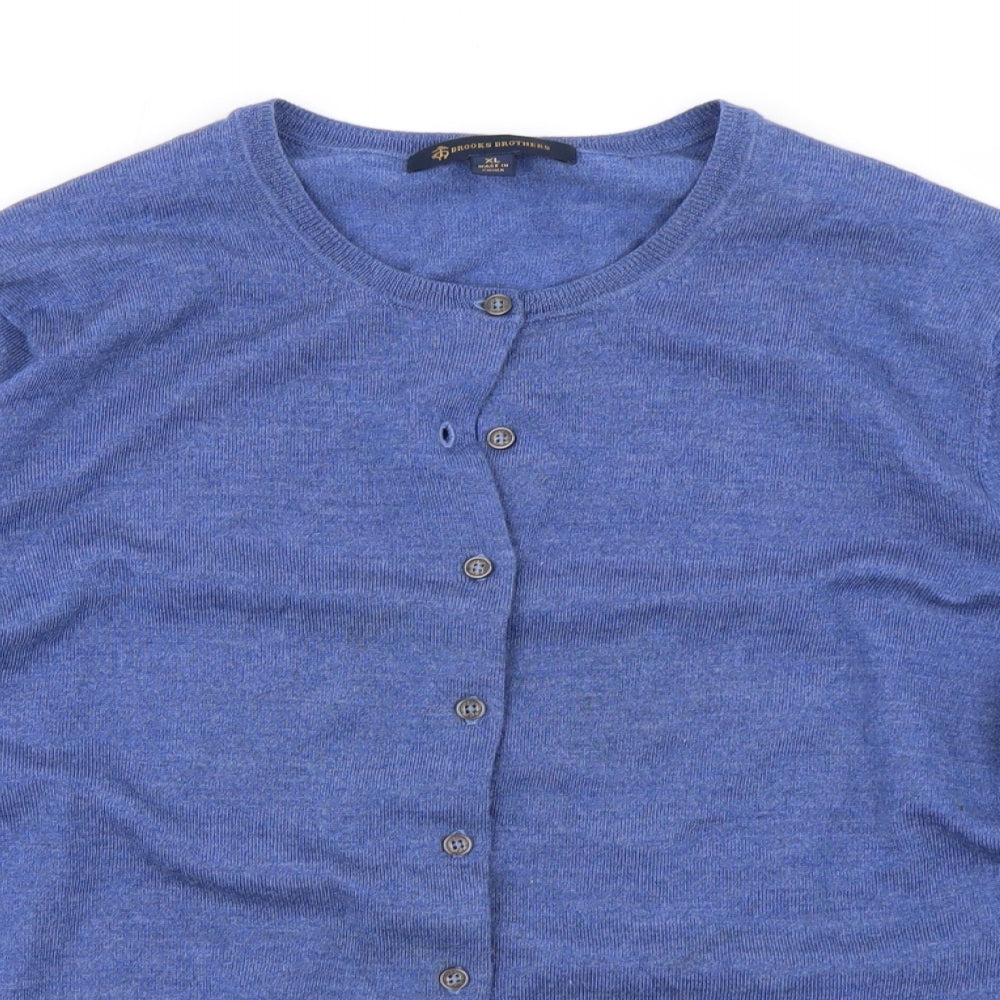 Brooks Brother Womens Blue  Knit Cardigan Jumper Size XL