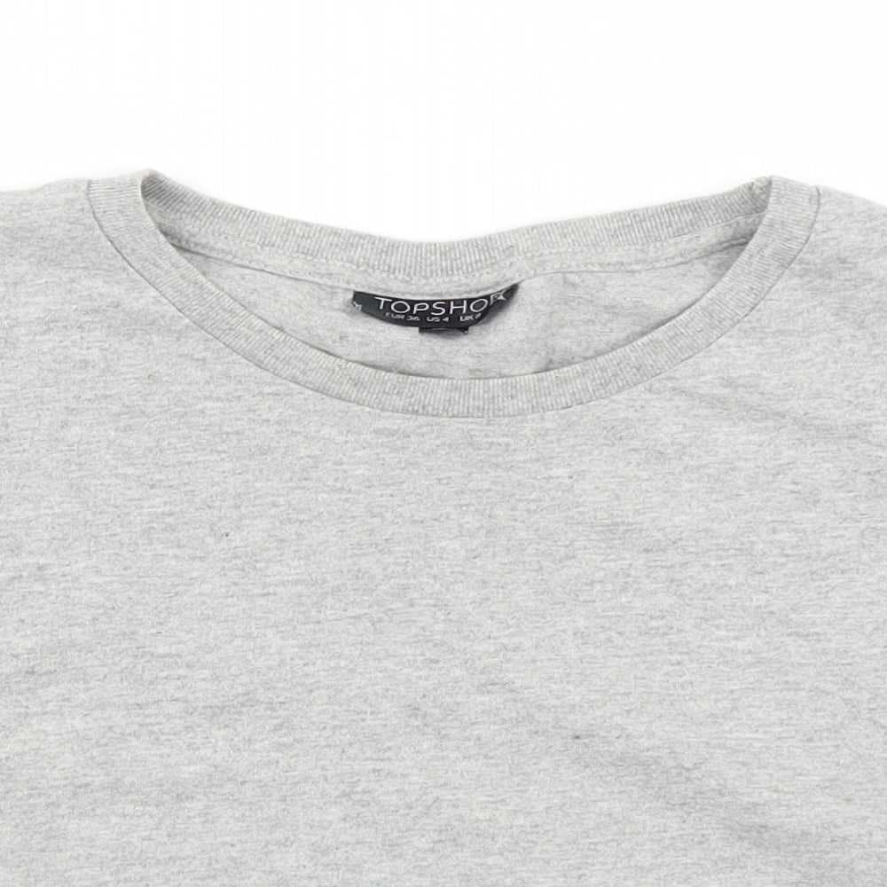 Topshop Womens Grey   Cropped T-Shirt Size 8