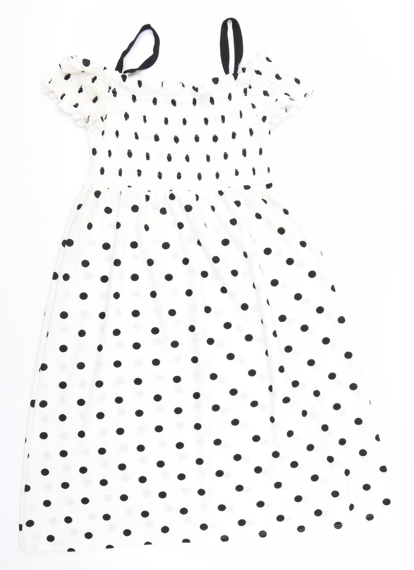 Topshop Womens White Polka Dot  Fit & Flare  Size 18