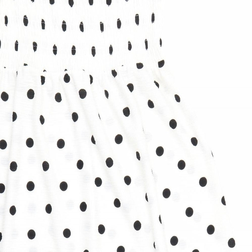 Topshop Womens White Polka Dot  Fit & Flare  Size 18