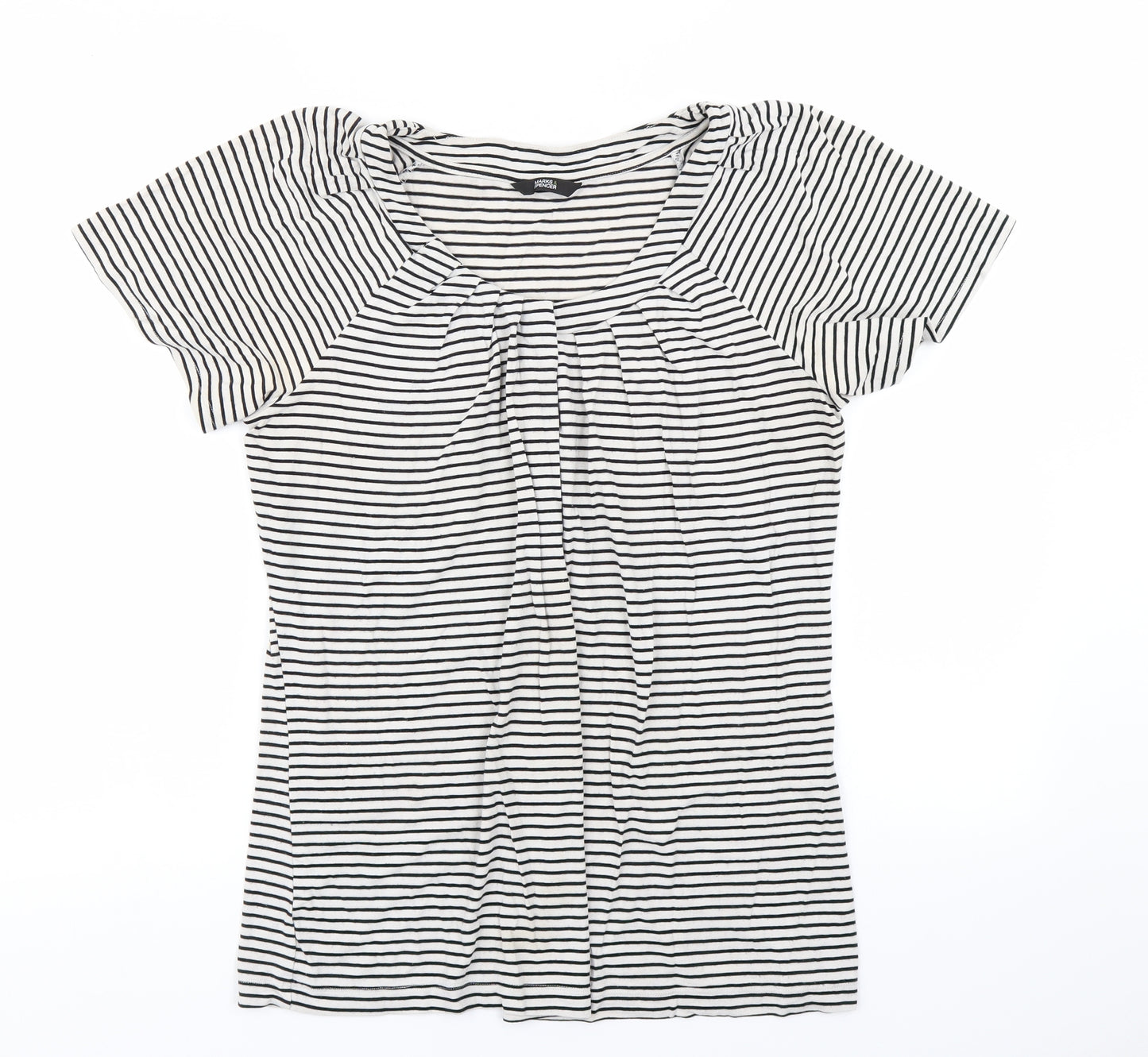 Marks & Spencer Womens Black Striped  Basic T-Shirt Size 12