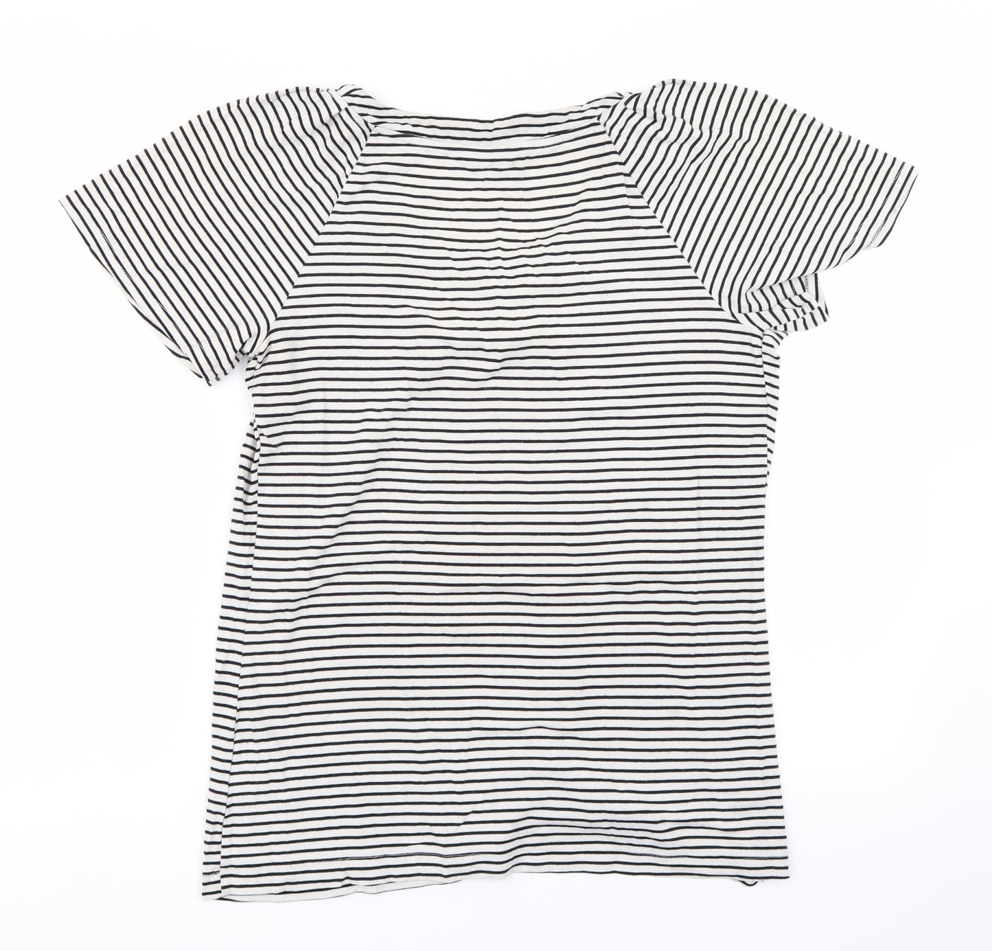 Marks & Spencer Womens Black Striped  Basic T-Shirt Size 12