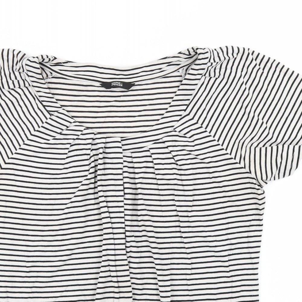 Marks & Spencer Womens Black Striped  Basic T-Shirt Size 12