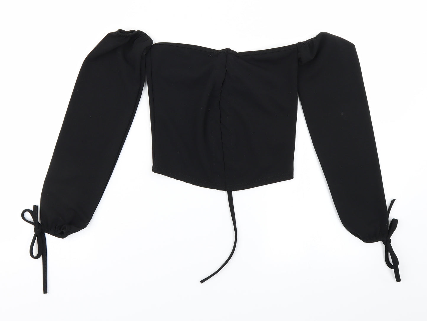 PRETTYLITTLETHING Womens Black   Cropped T-Shirt Size 8