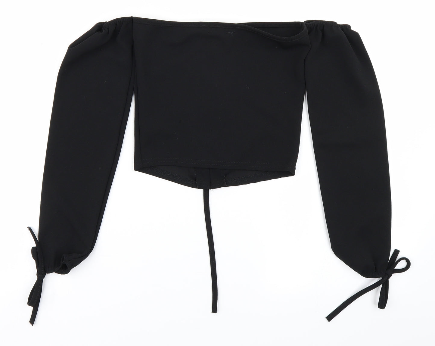 PRETTYLITTLETHING Womens Black   Cropped T-Shirt Size 8