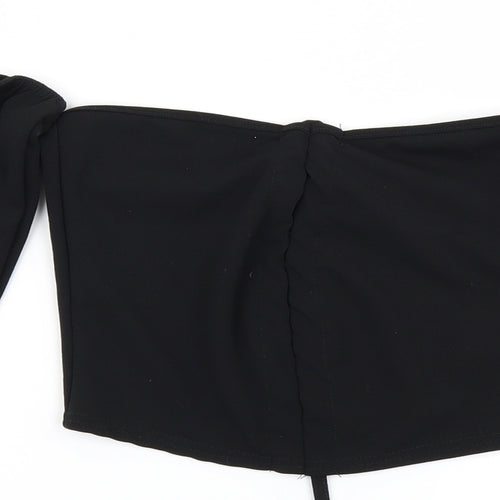 PRETTYLITTLETHING Womens Black   Cropped T-Shirt Size 8
