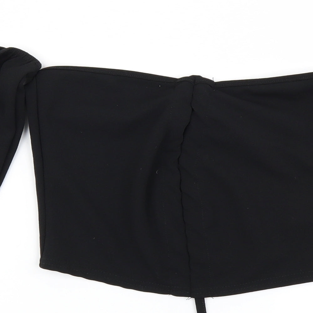PRETTYLITTLETHING Womens Black   Cropped T-Shirt Size 8