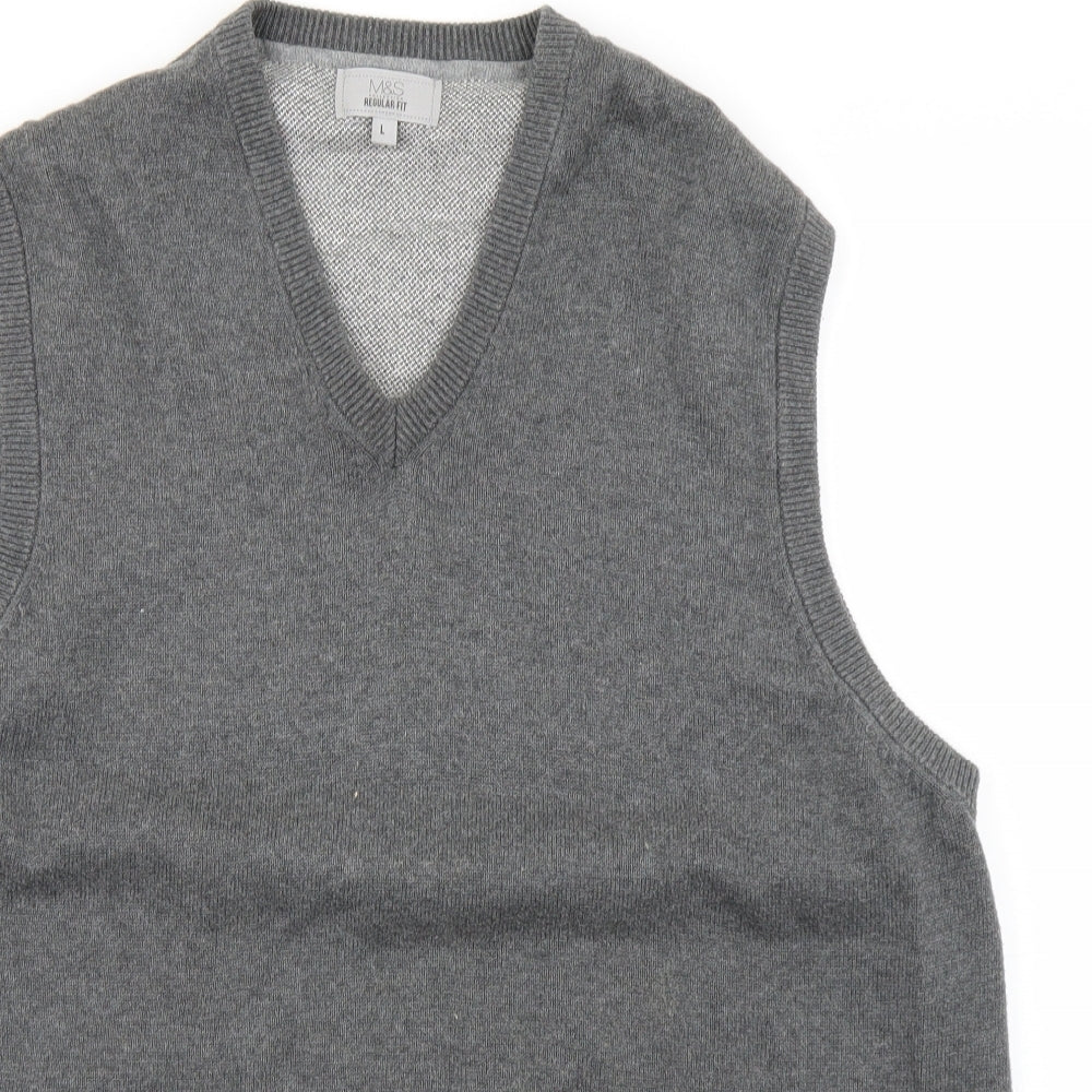 M&S Collection Mens Grey   Vest Jumper Size L