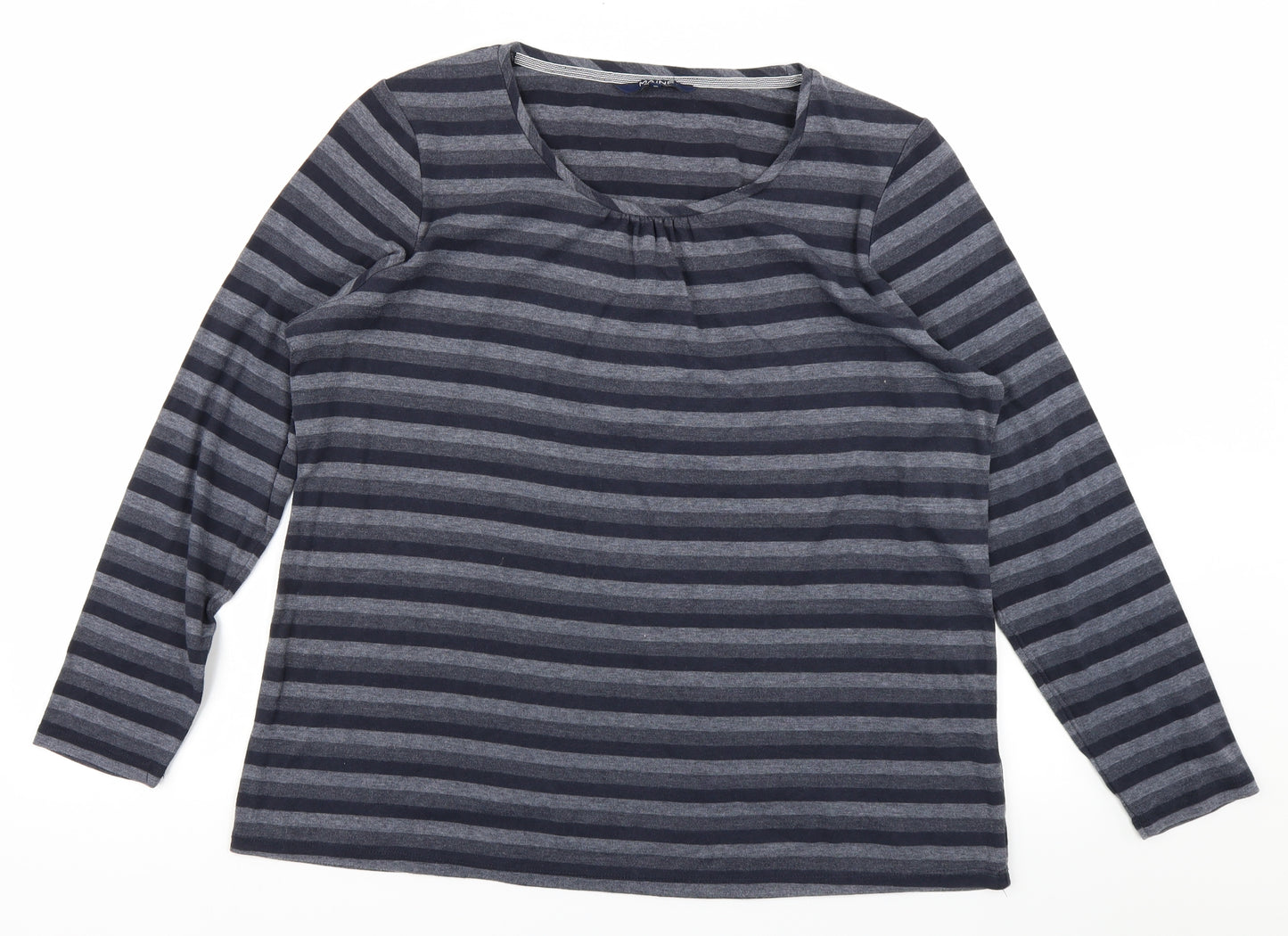 Maine Womens Blue Striped  Basic T-Shirt Size 18