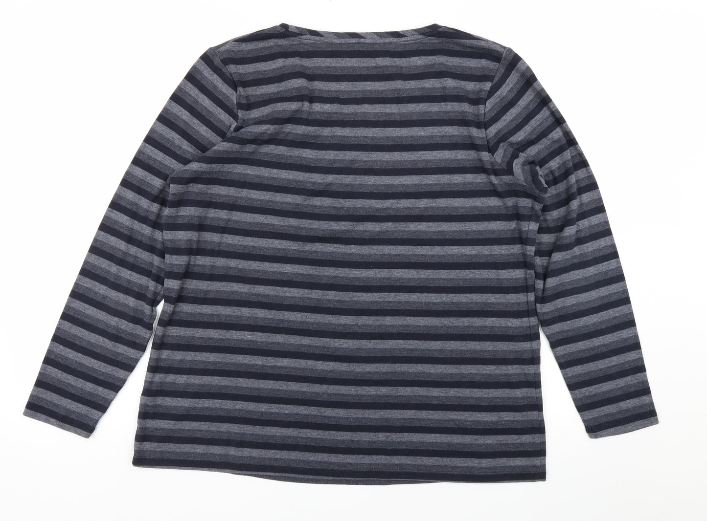 Maine Womens Blue Striped  Basic T-Shirt Size 18