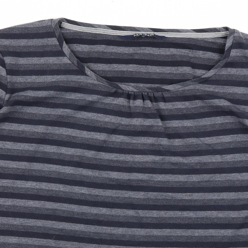 Maine Womens Blue Striped  Basic T-Shirt Size 18