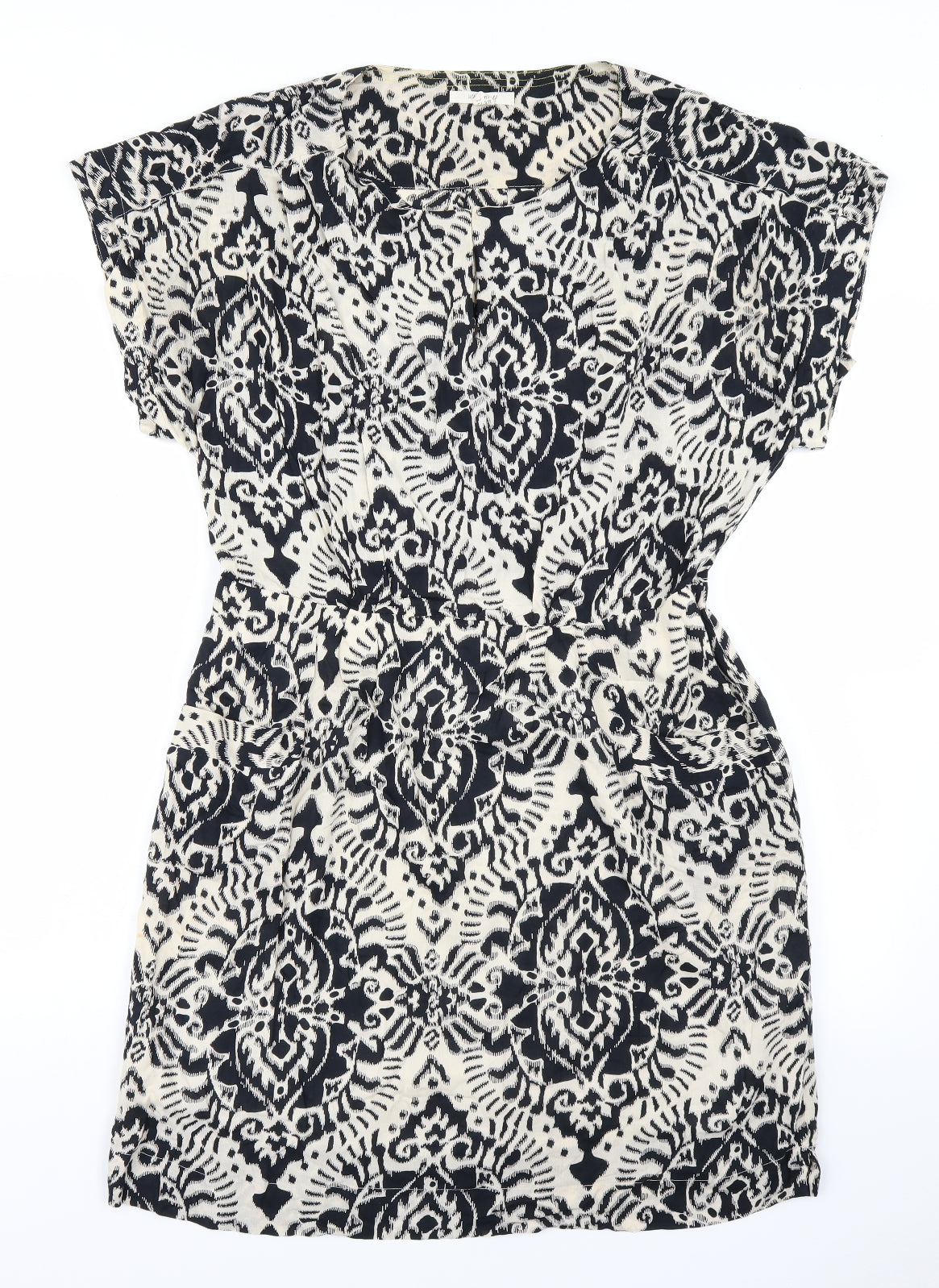White Stuff Womens Black Batik  Skater Dress  Size 12