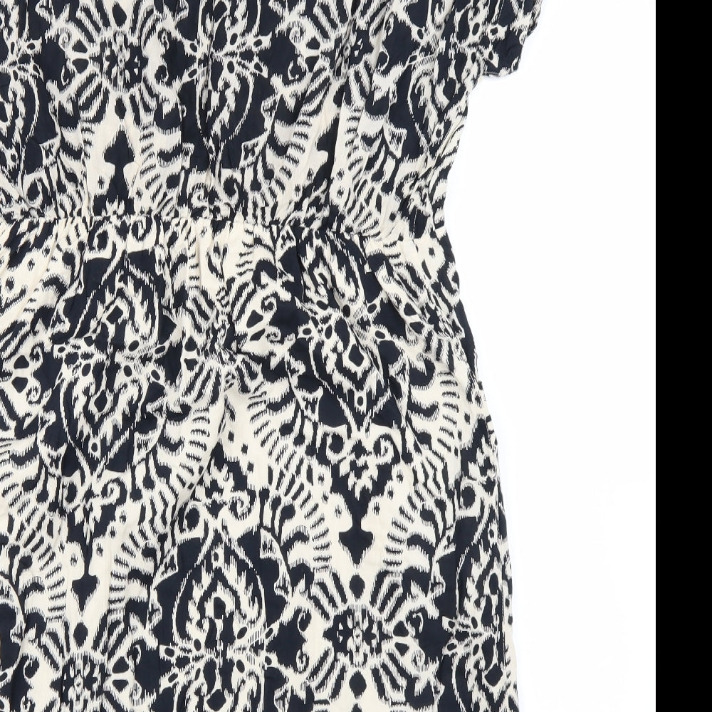 White Stuff Womens Black Batik  Skater Dress  Size 12