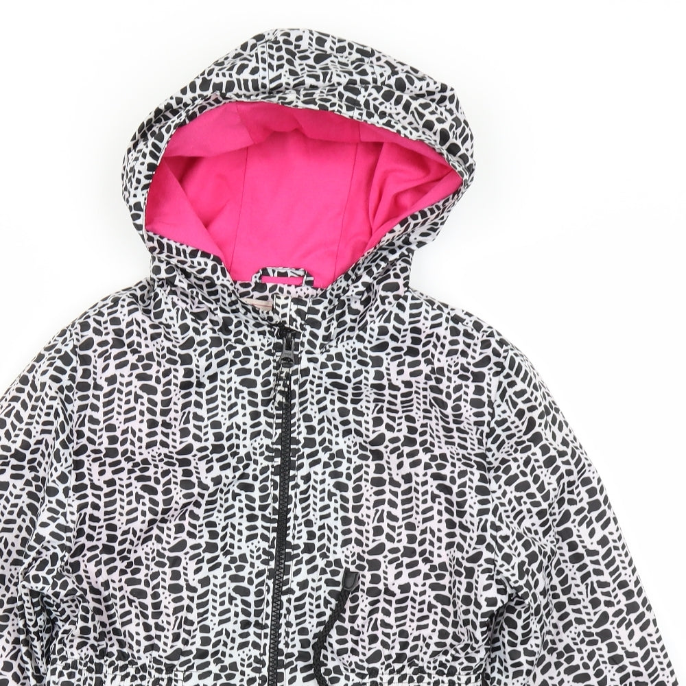 George Girls Black Animal Print  Rain Coat Coat Size 9-10 Years