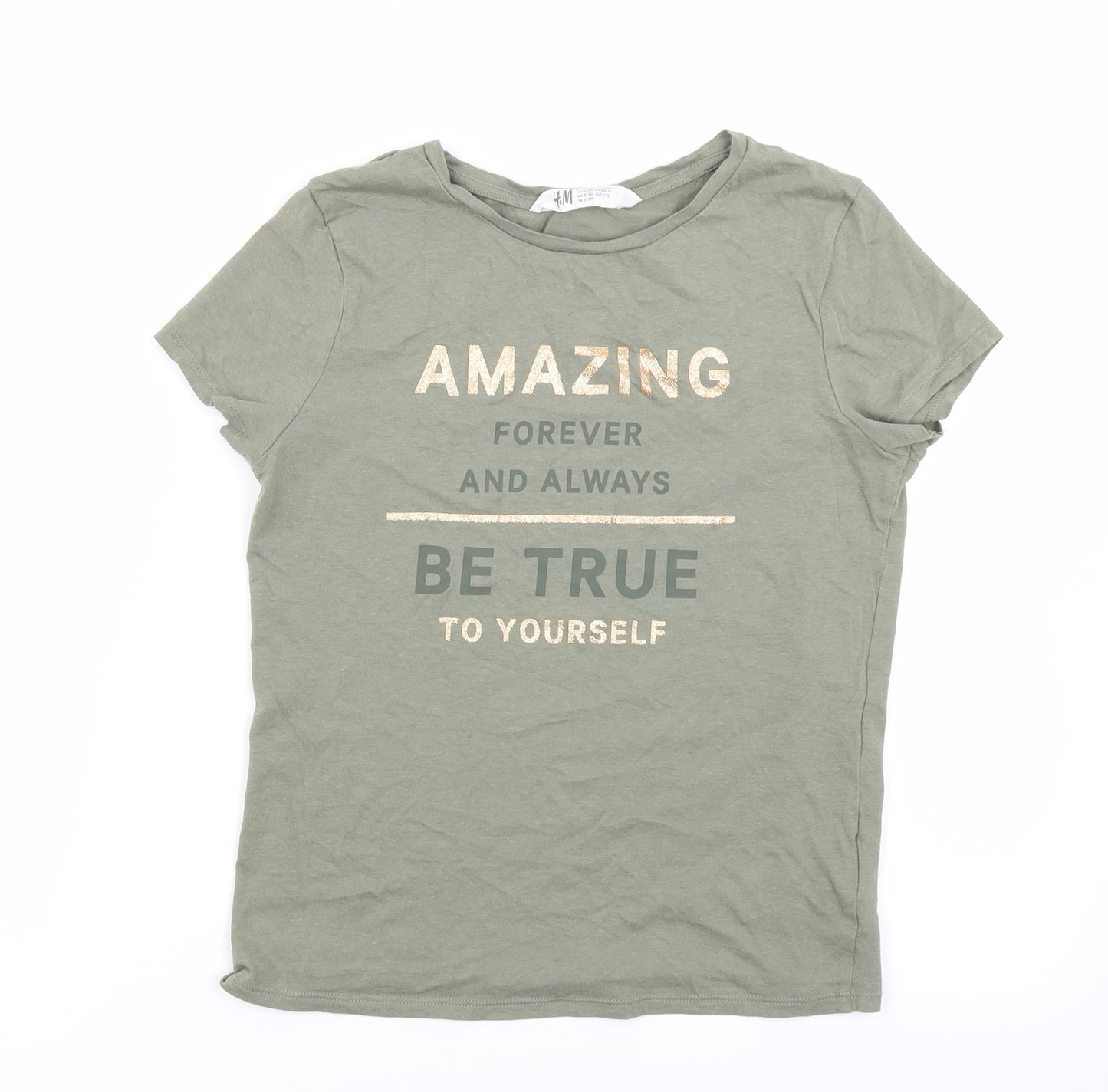 H&M Girls Green   Basic T-Shirt Size 10-11 Years