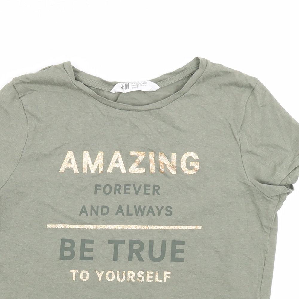 H&M Girls Green   Basic T-Shirt Size 10-11 Years