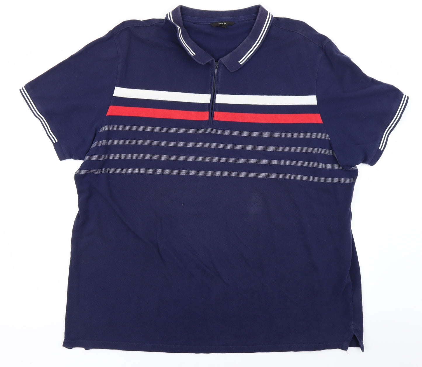George Mens Blue Striped   Polo Size 3XL