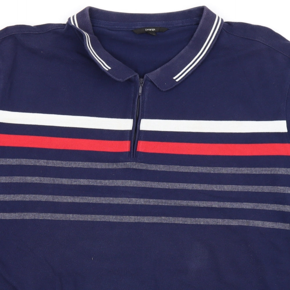 George Mens Blue Striped   Polo Size 3XL