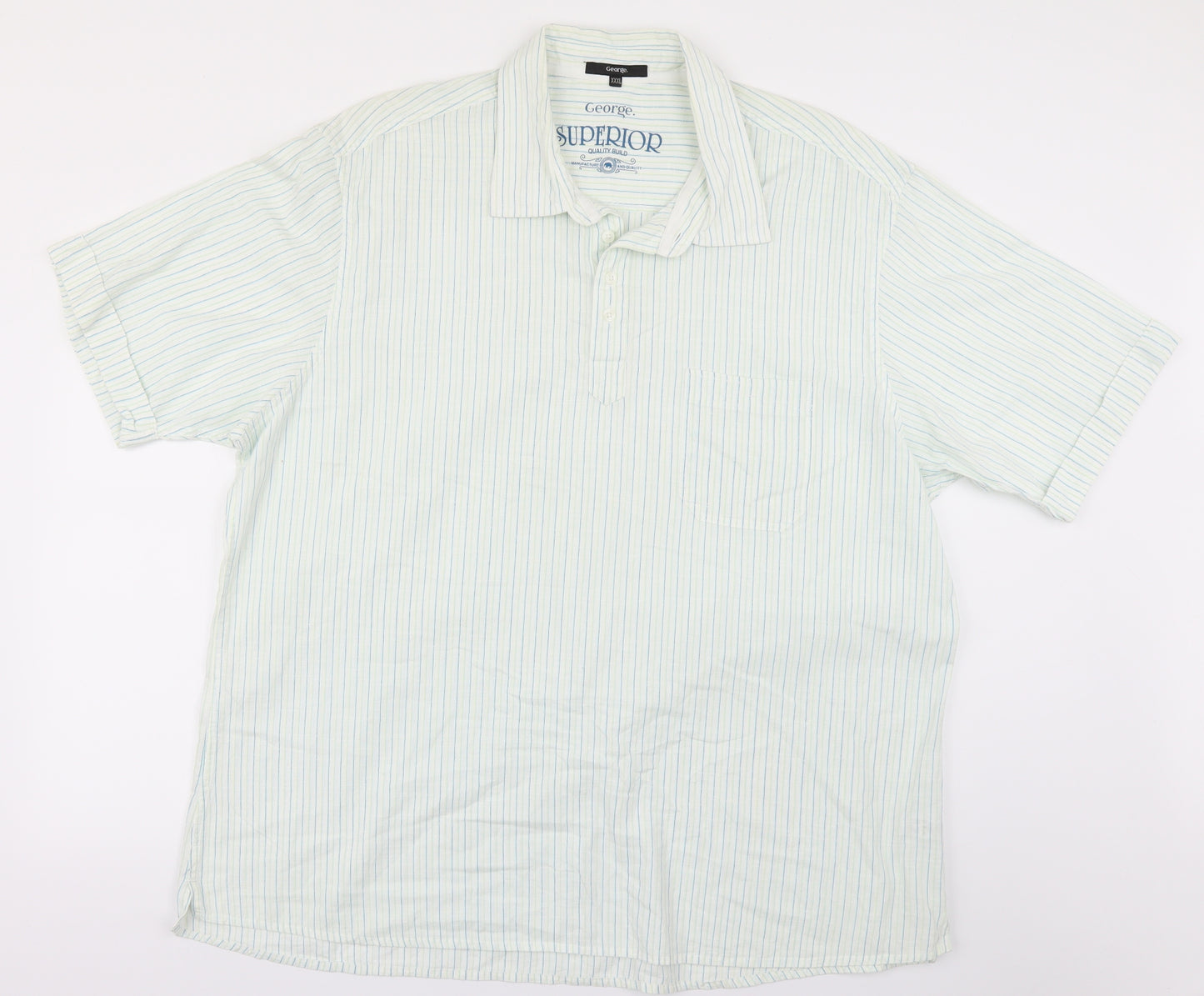 George Mens Green Striped   Polo Size 3XL