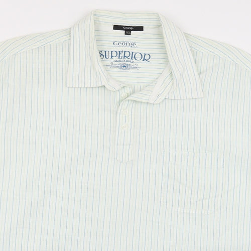 George Mens Green Striped   Polo Size 3XL
