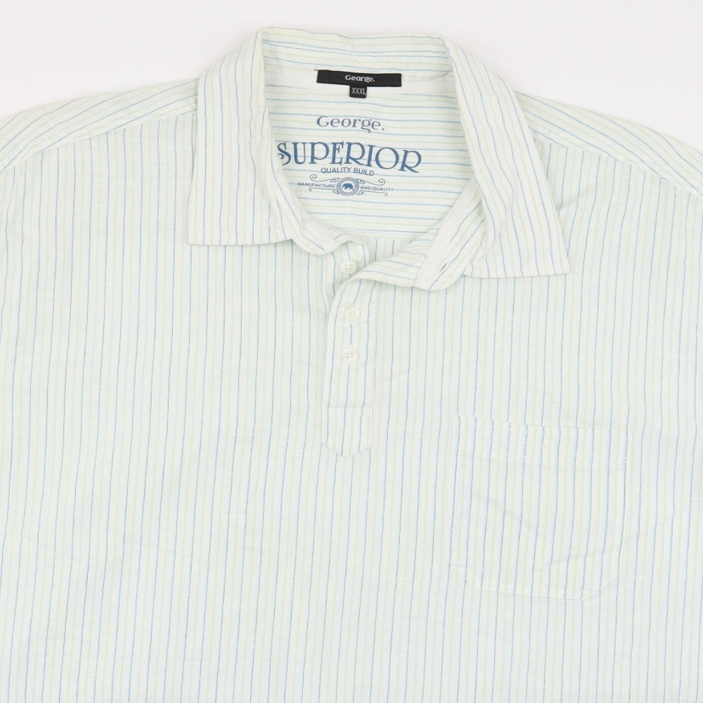 George Mens Green Striped   Polo Size 3XL