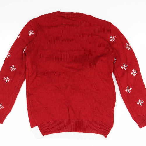 George Boys Red  Knit Pullover Jumper Size 8-9 Years  - Christmas jumper
