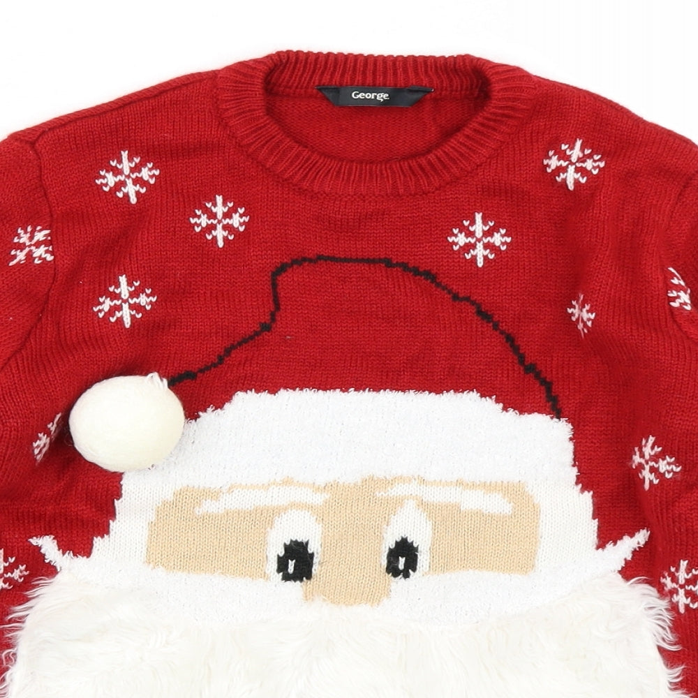 George Boys Red  Knit Pullover Jumper Size 8-9 Years  - Christmas jumper