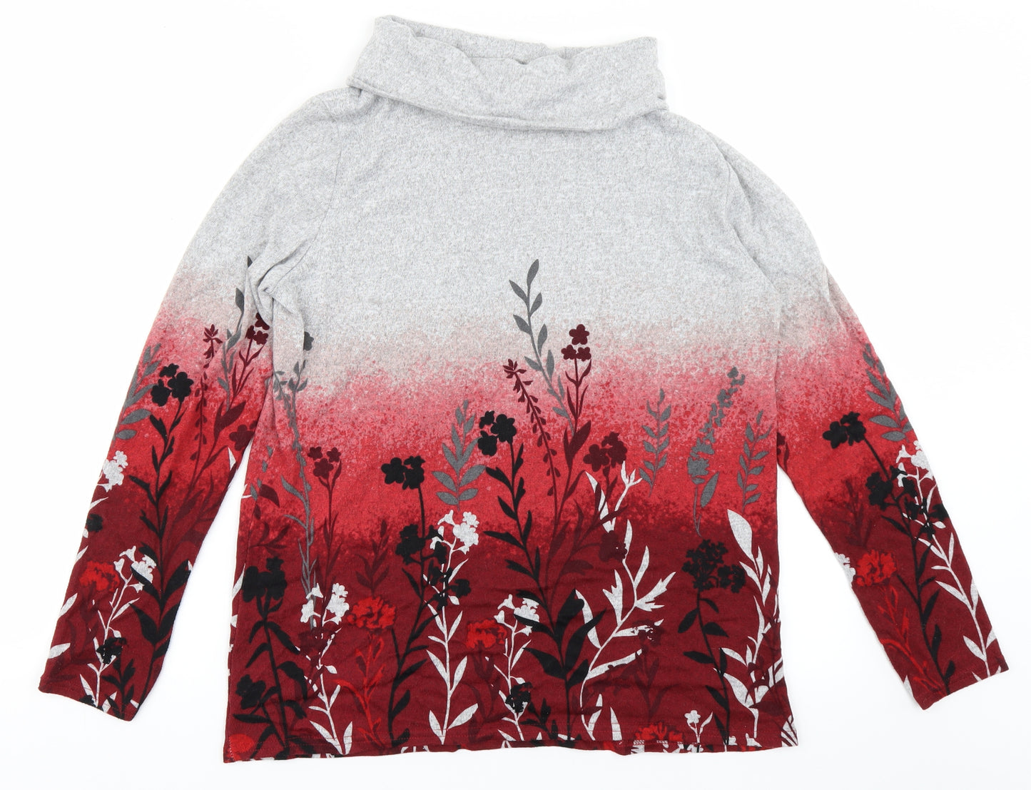 ISLE Womens Grey Floral  Basic T-Shirt Size S