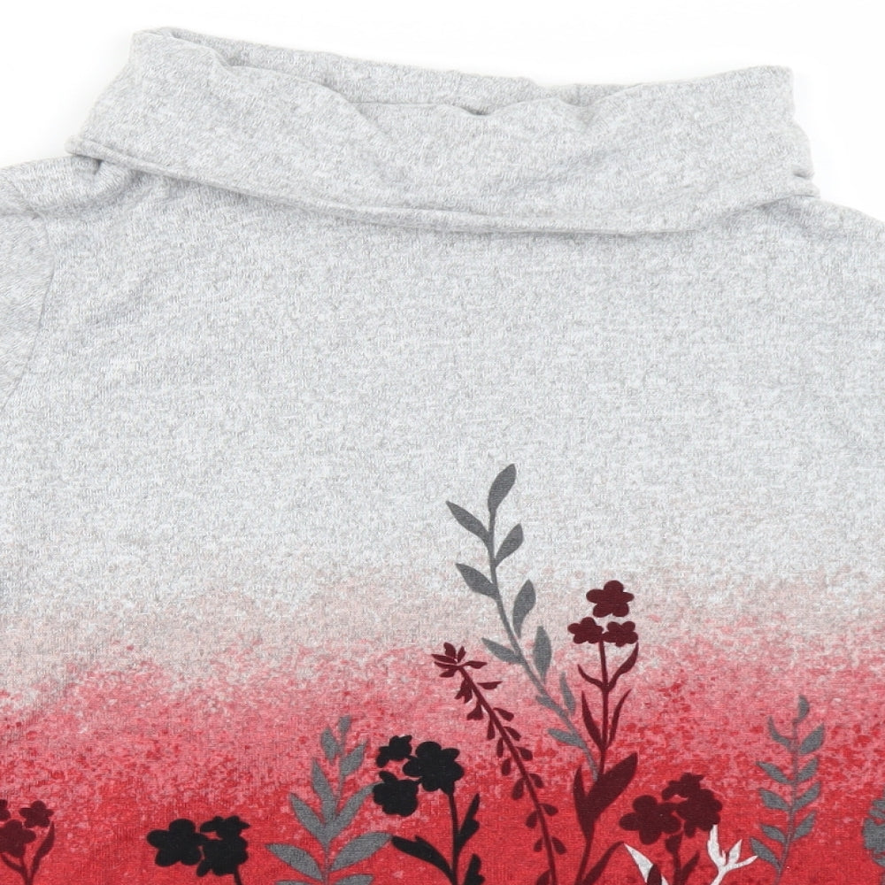 ISLE Womens Grey Floral  Basic T-Shirt Size S