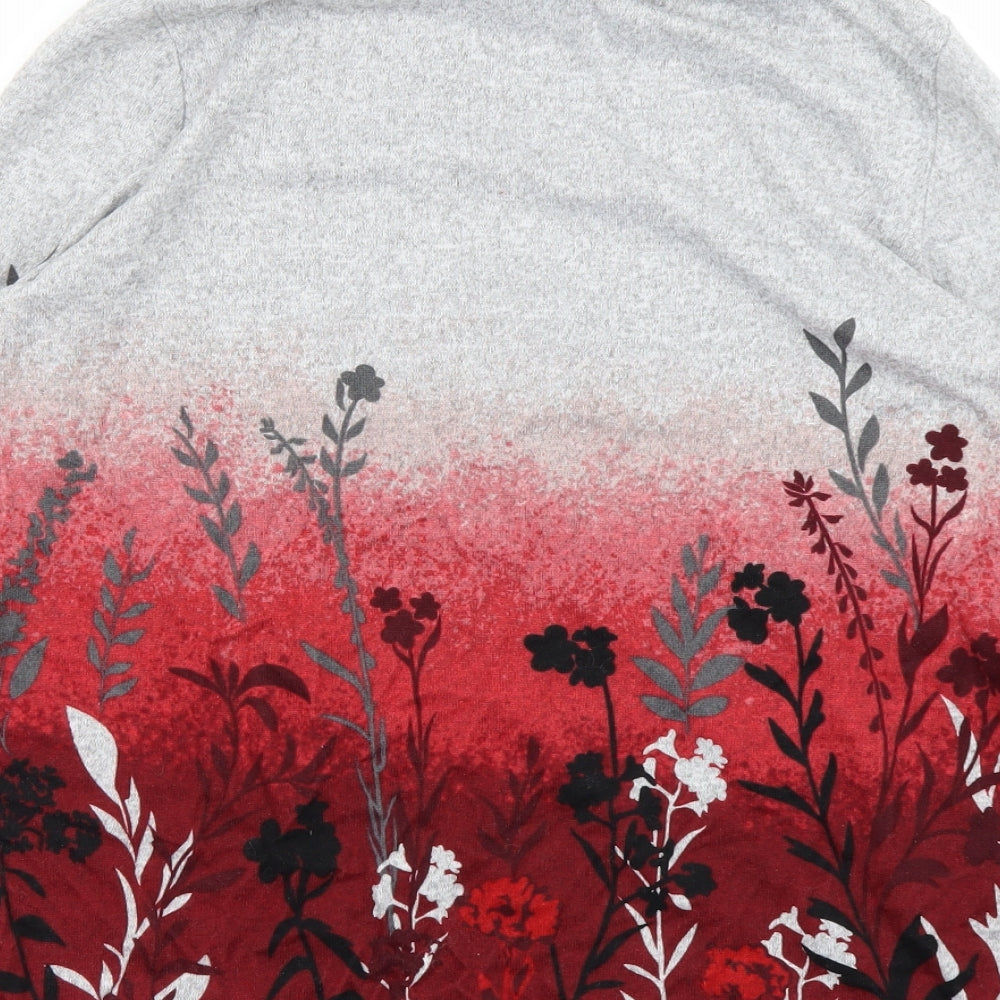 ISLE Womens Grey Floral  Basic T-Shirt Size S