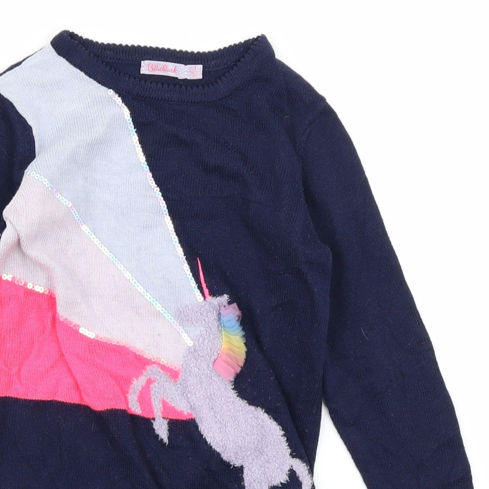 Billieblush Girls Blue  Knit Jumper Dress  Size 3 Years  - Unicorn