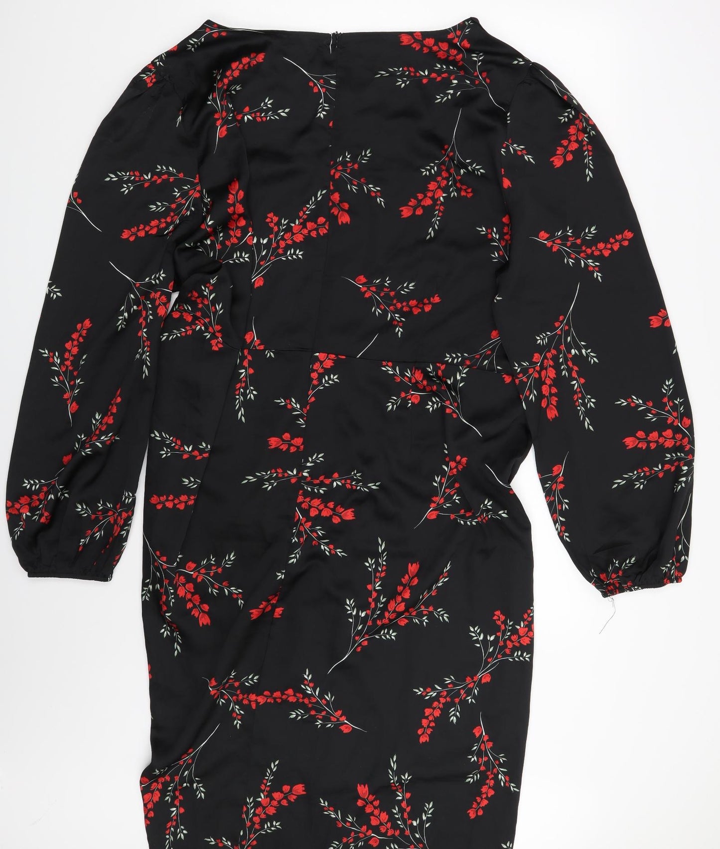 Boohoo Womens Black Floral  A-Line  Size 28