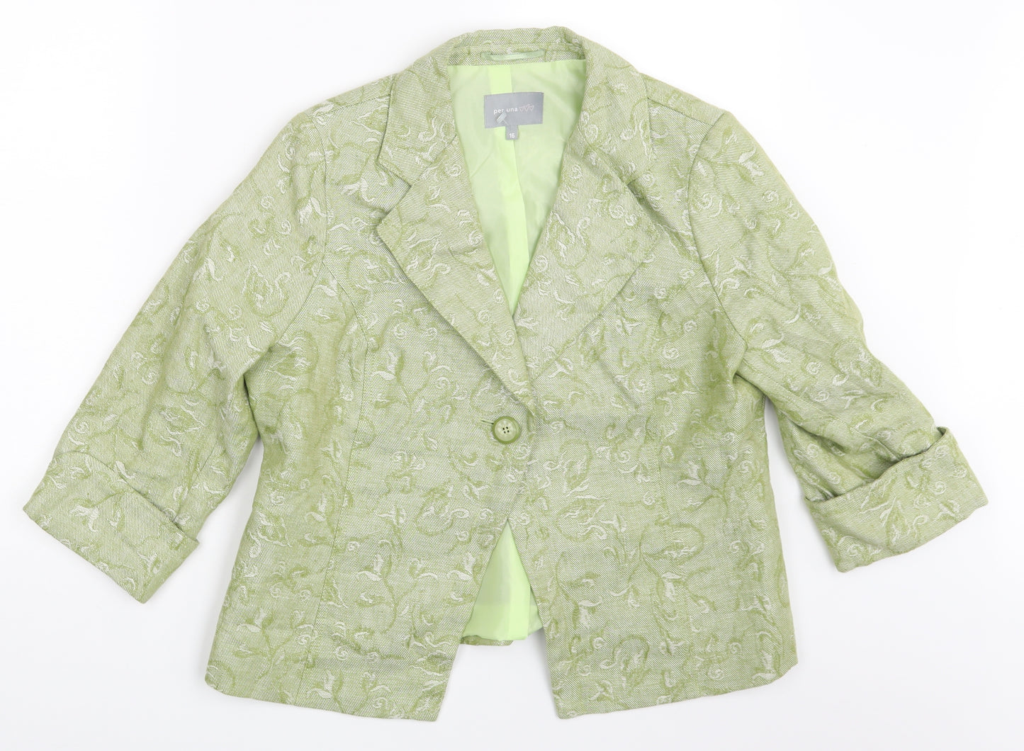 Per Una Womens Green Floral  Jacket Blazer Size 16