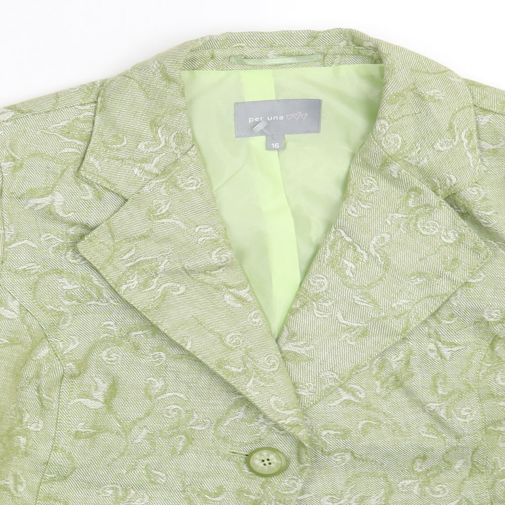 Per Una Womens Green Floral  Jacket Blazer Size 16