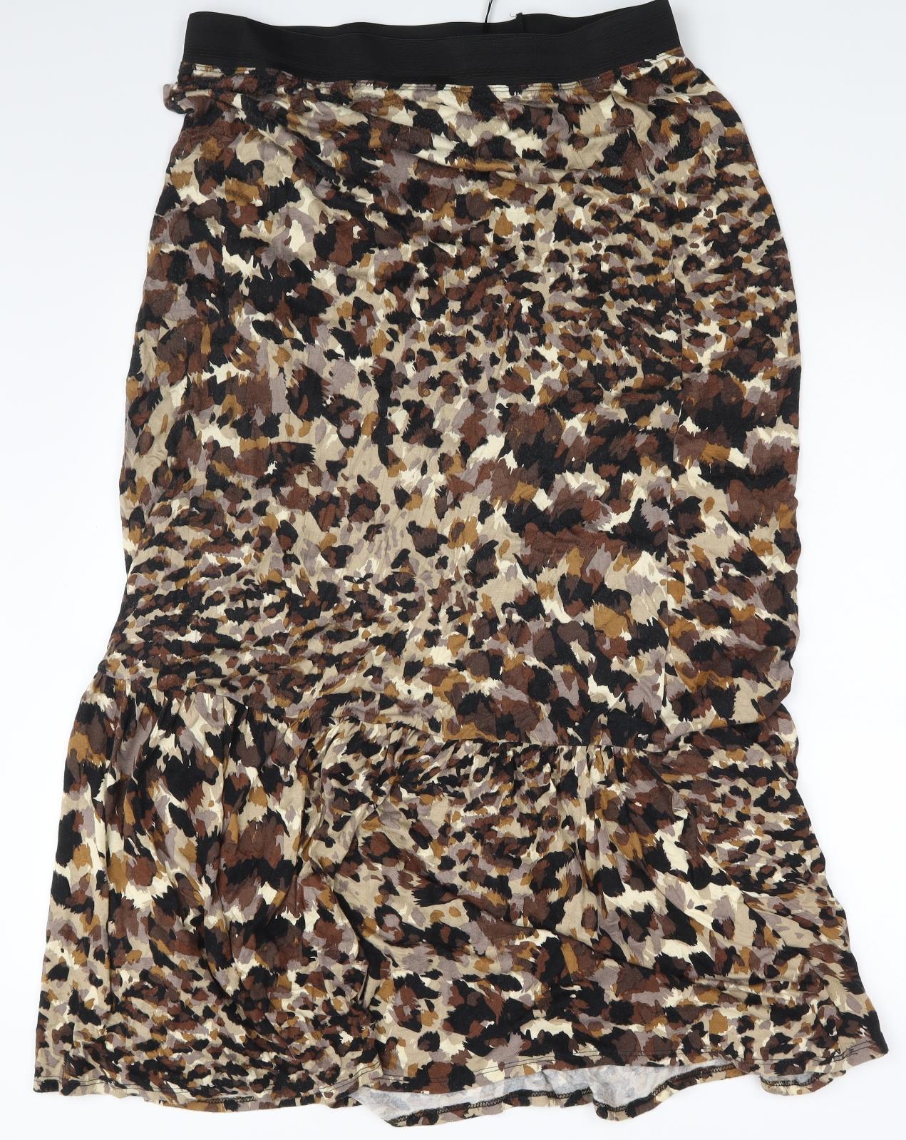 e. Womens Multicoloured Animal Print  A-Line Skirt Size 16