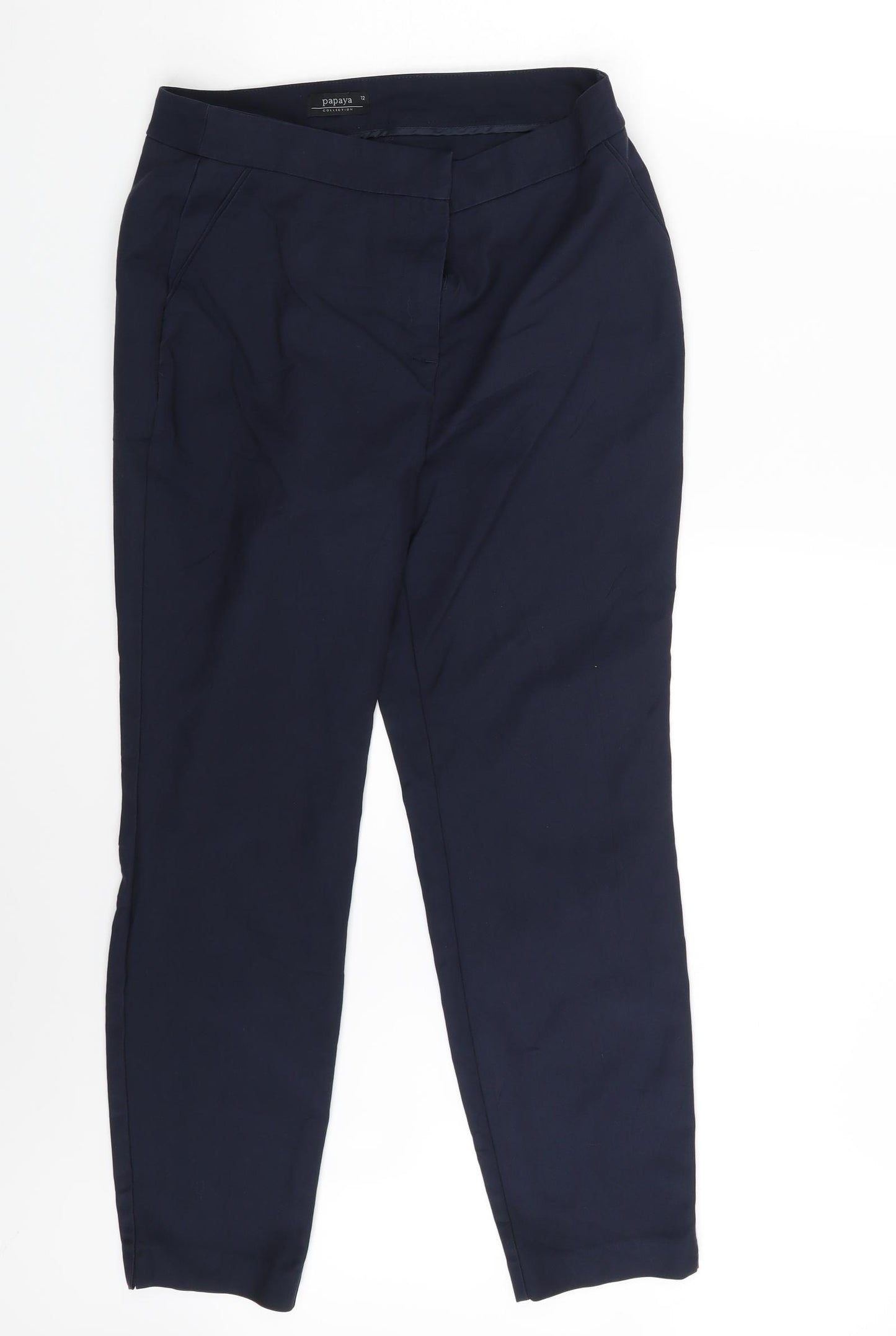 Papaya Womens Blue   Chino Trousers Size 12 L25.5 in
