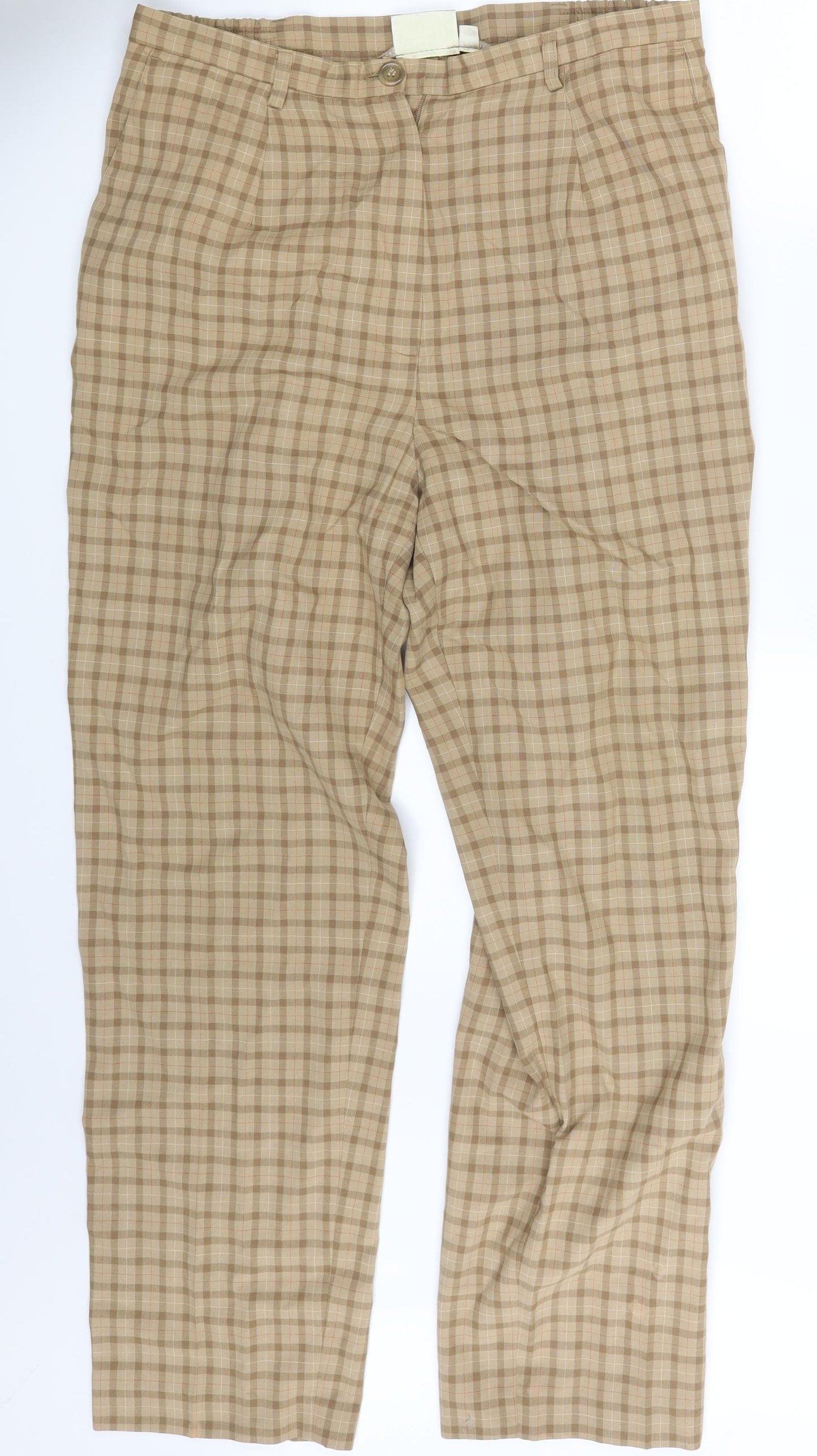Country Rose Womens Brown Check  Trousers  Size 16 L29 in