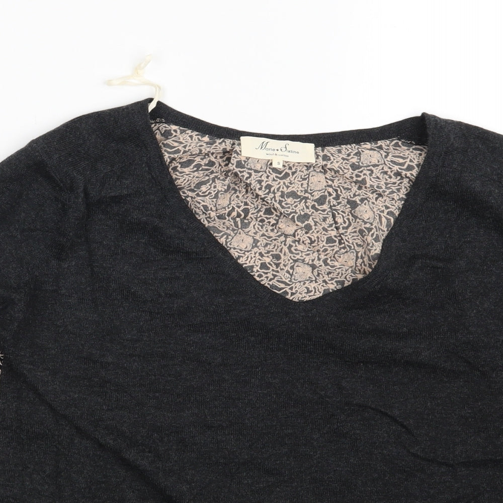 Marie Sixtine Womens Grey Floral  Pullover Jumper Size S